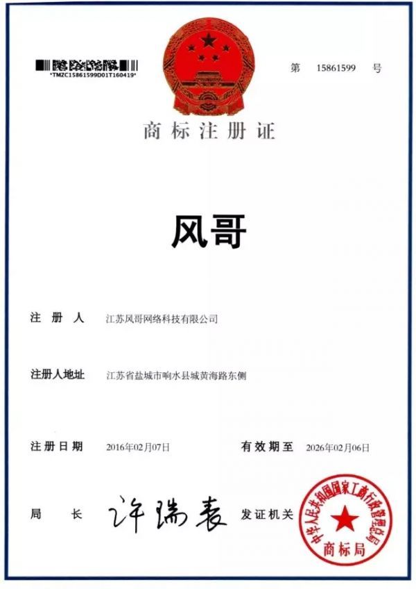 商標注冊成功證書 商標注冊成功證書